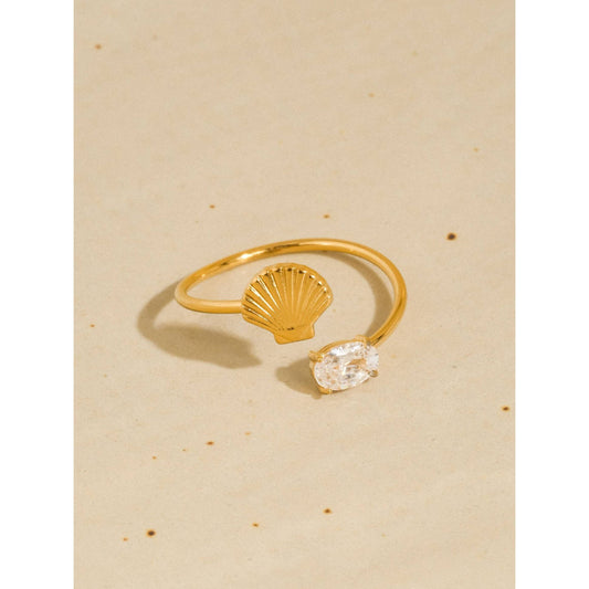 Lumirae 18K Gold Non-Tarnish Shell CZ Open Ring