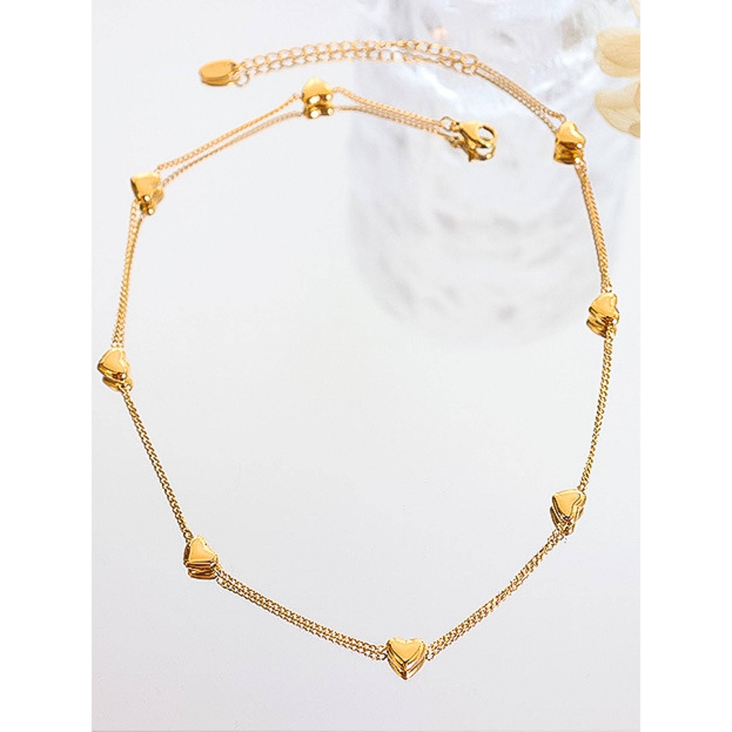 Vivre 18K Gold Non-Tarnish Petite Heart Bracelet, Necklace