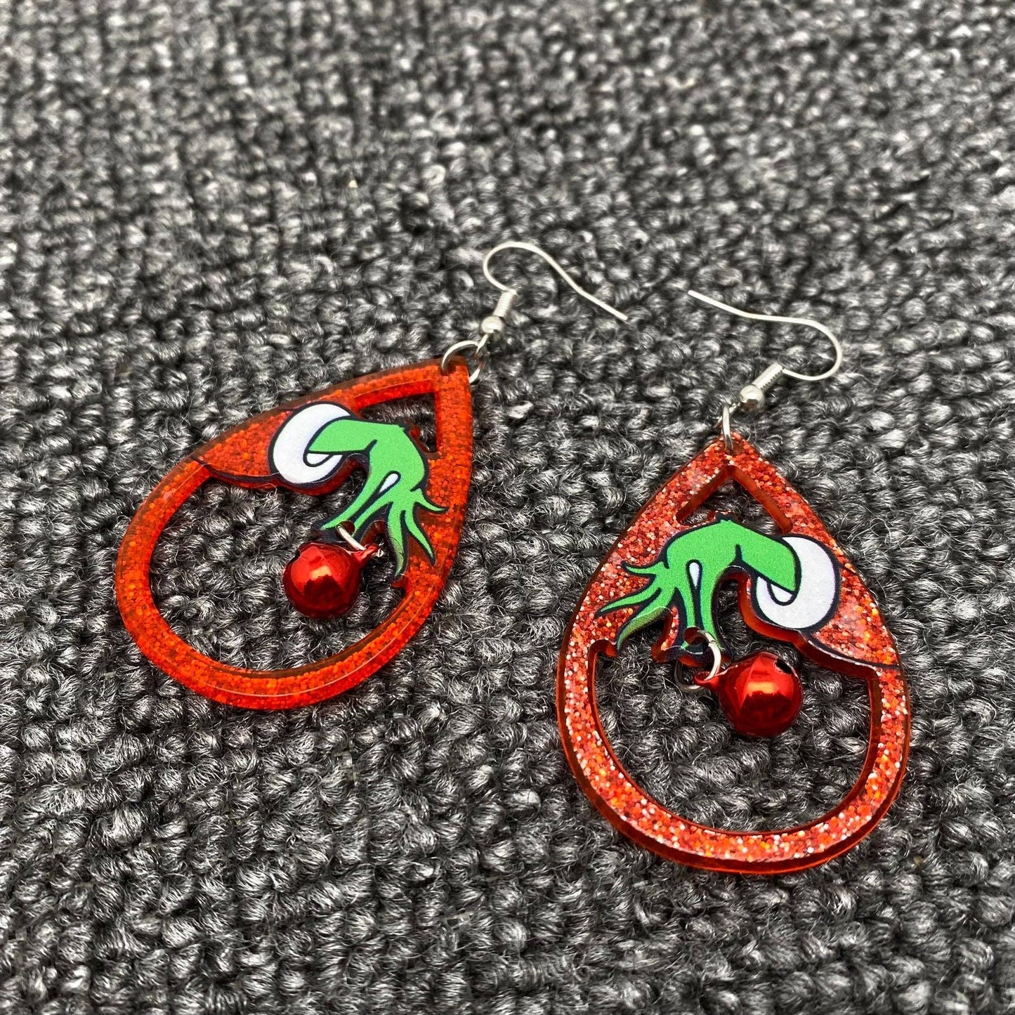Christmas Acrylic Red Drop Dangle Earrings