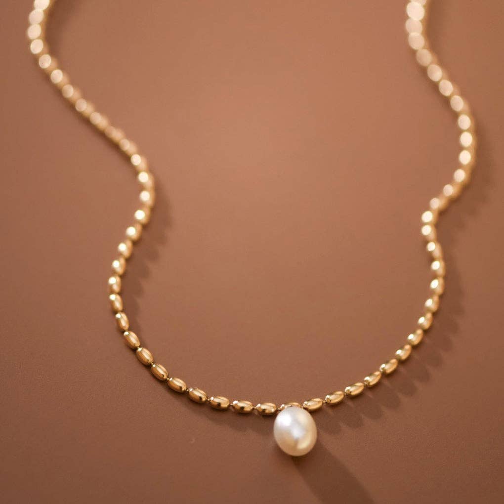 Pearl Necklace 18K Gold Plated Waterproof