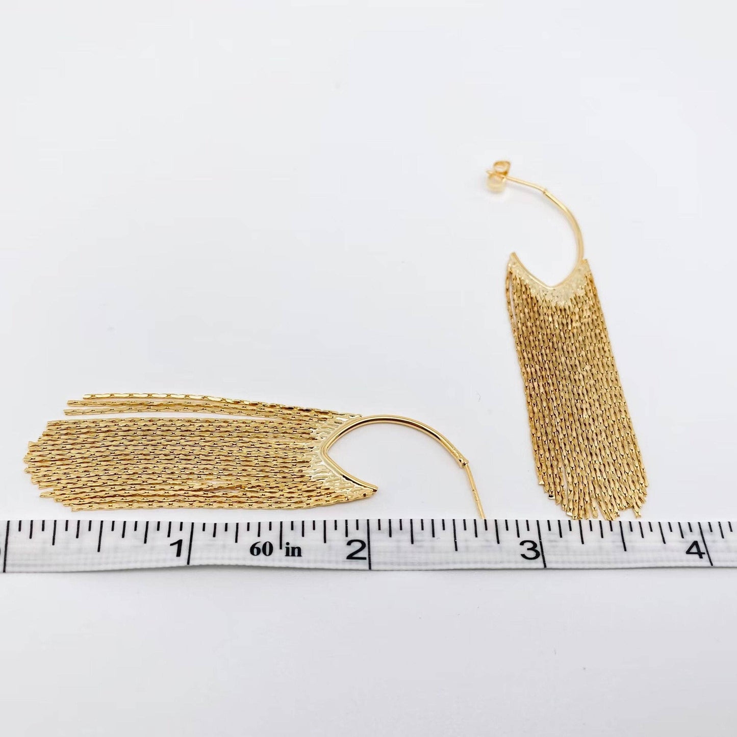 18K Gold-plated Chain Tassel Post Earrings