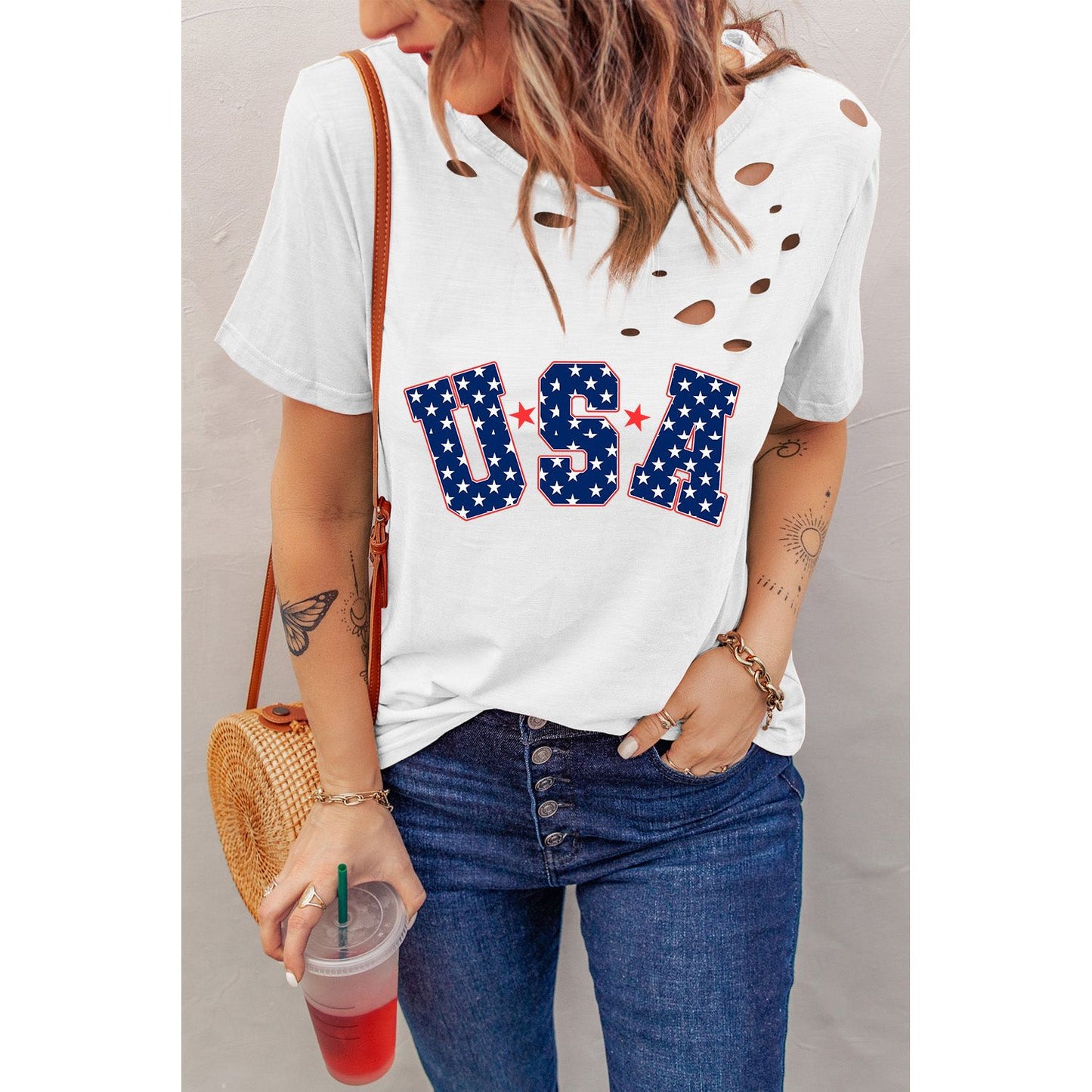 USA Round Neck Short Sleeve T-Shirt