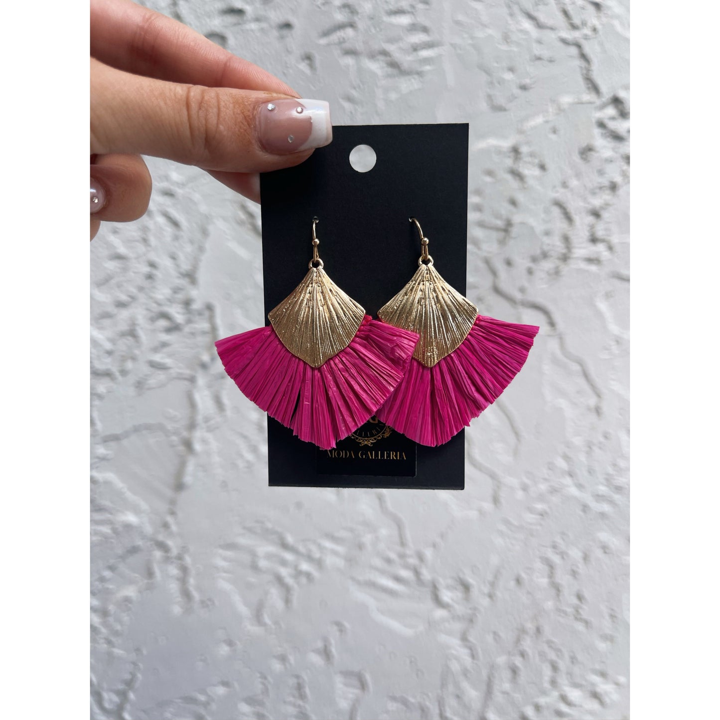 Gold & Pink tassel earrings