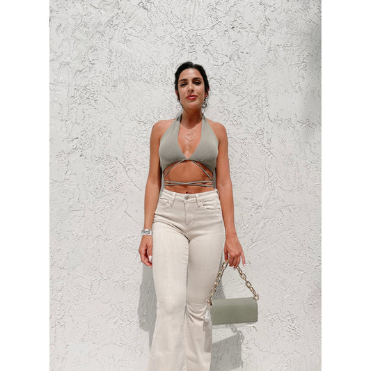Double Crossed Crop Top "Green"