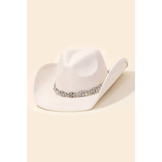 Rhinestone Chain Strap Cowboy Hat