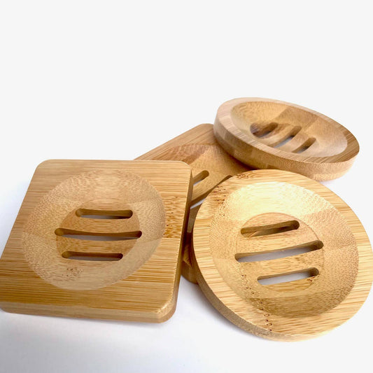 Round Bamboo Tray for Soap, Shower Steamers & More