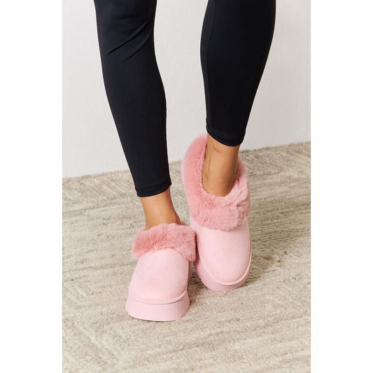 Legend Footwear Furry Chunky Platform Ankle Boots