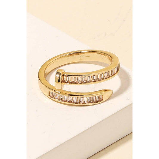 Baguette Pave Nail Open Band Ring